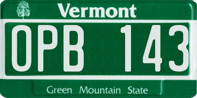 VT license plate OPB143
