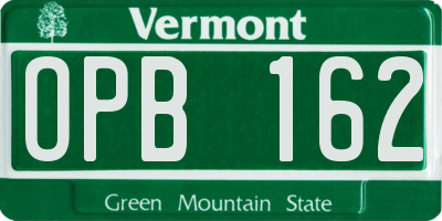 VT license plate OPB162