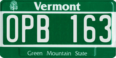 VT license plate OPB163
