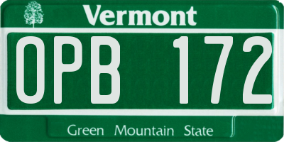 VT license plate OPB172