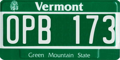 VT license plate OPB173