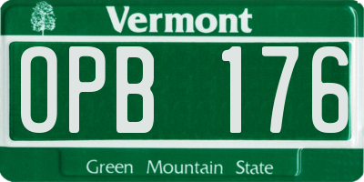 VT license plate OPB176