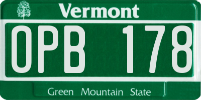 VT license plate OPB178