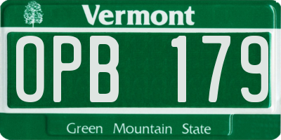 VT license plate OPB179
