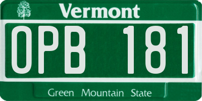 VT license plate OPB181