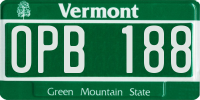 VT license plate OPB188