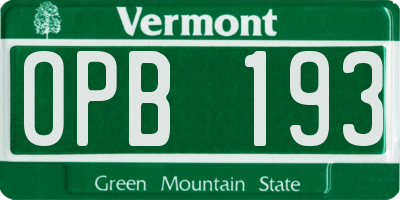 VT license plate OPB193