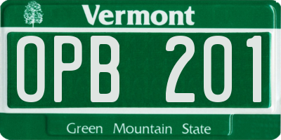 VT license plate OPB201