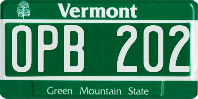 VT license plate OPB202