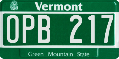 VT license plate OPB217