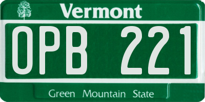 VT license plate OPB221