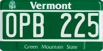 VT license plate OPB225