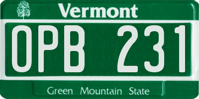 VT license plate OPB231