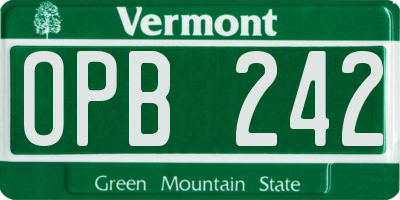VT license plate OPB242