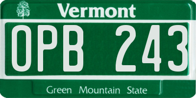 VT license plate OPB243