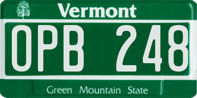 VT license plate OPB248