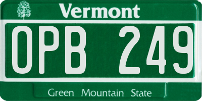 VT license plate OPB249