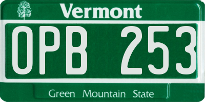 VT license plate OPB253