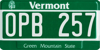 VT license plate OPB257