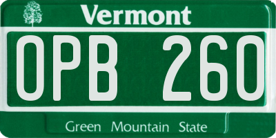 VT license plate OPB260