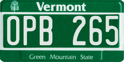 VT license plate OPB265