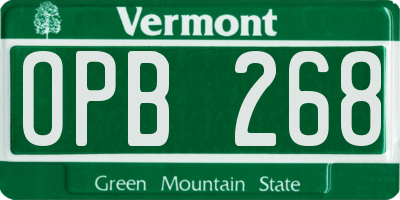VT license plate OPB268