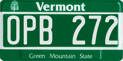 VT license plate OPB272