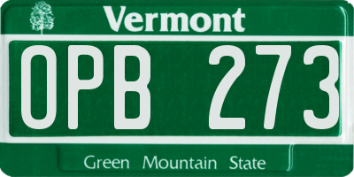 VT license plate OPB273