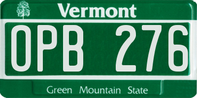 VT license plate OPB276