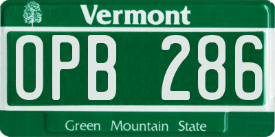 VT license plate OPB286