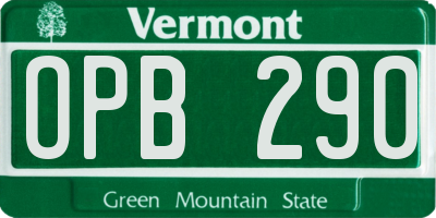 VT license plate OPB290