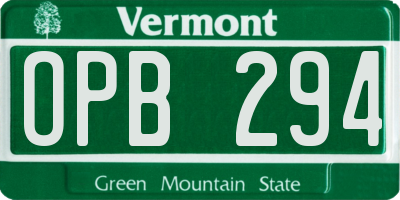 VT license plate OPB294