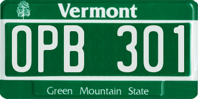 VT license plate OPB301