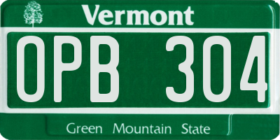 VT license plate OPB304