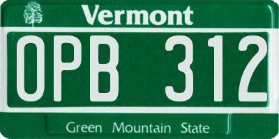 VT license plate OPB312