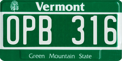 VT license plate OPB316