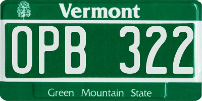 VT license plate OPB322
