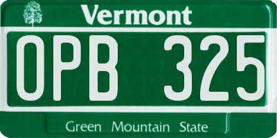 VT license plate OPB325