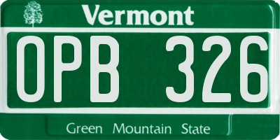 VT license plate OPB326
