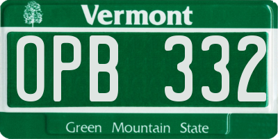 VT license plate OPB332