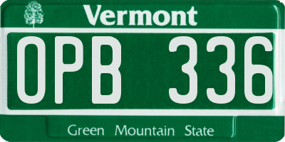 VT license plate OPB336