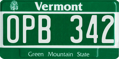 VT license plate OPB342