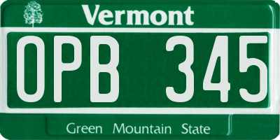 VT license plate OPB345