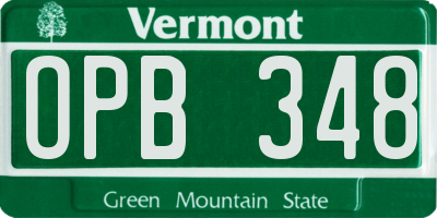 VT license plate OPB348