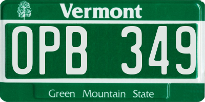 VT license plate OPB349