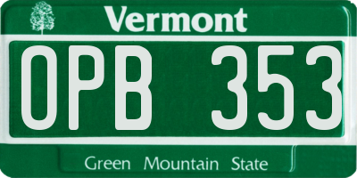 VT license plate OPB353