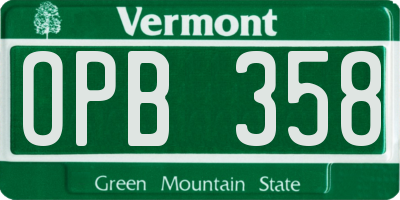 VT license plate OPB358