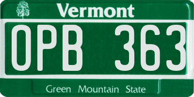 VT license plate OPB363