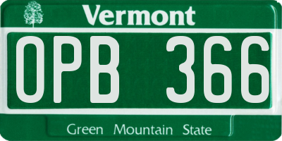 VT license plate OPB366