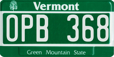 VT license plate OPB368